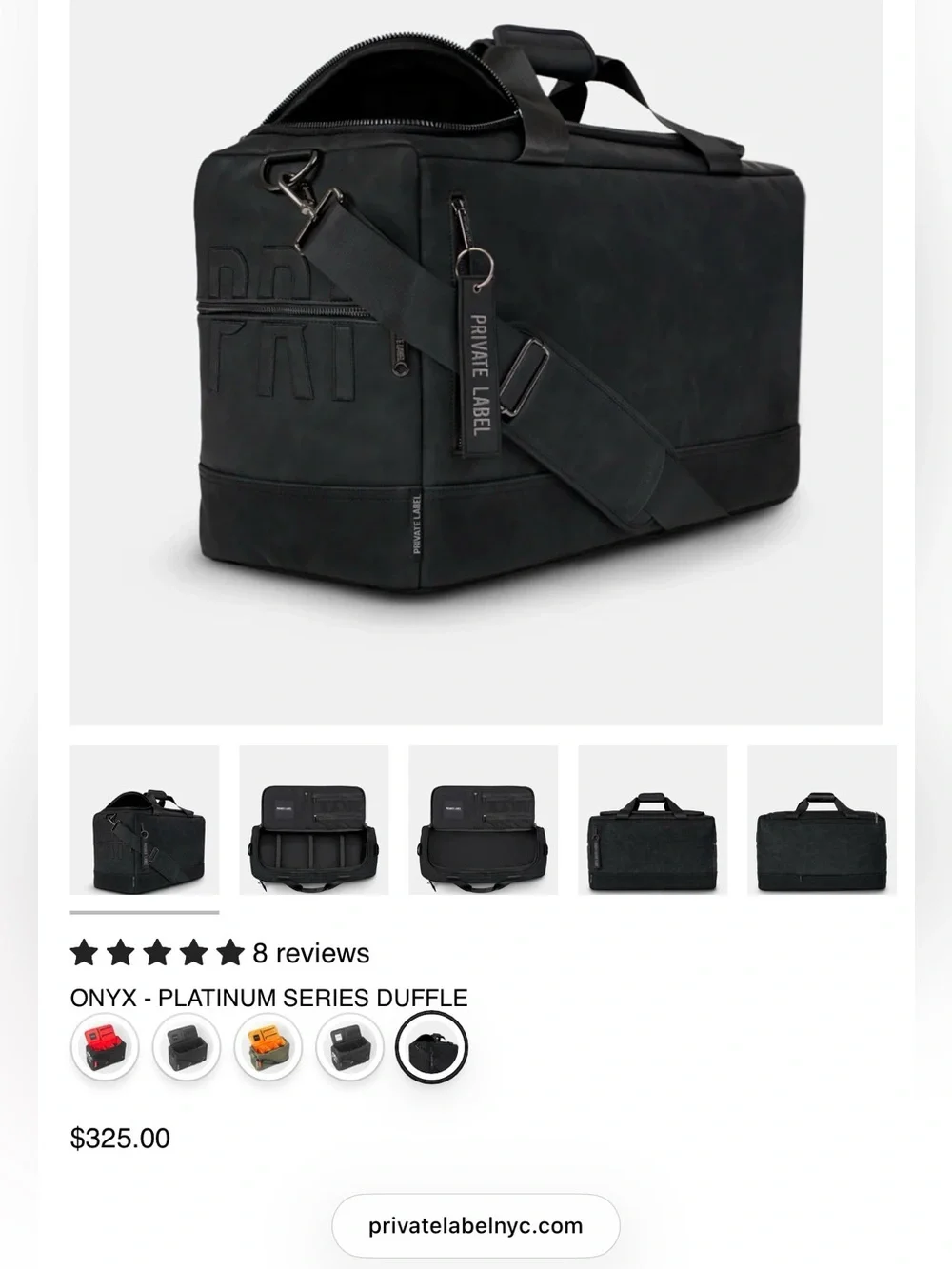 Private Label Platinum Black Men's Duffel Bag with Removable Strap